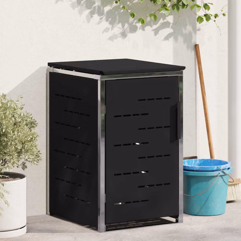 Contenitore per stoccaggio con ruote vidaXL da 240L in metallo nero