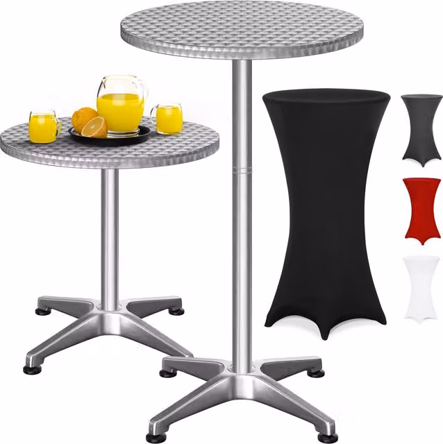 Tavolo alto Casaria argento con copertura nera per tavolo Ø60 cm, L: 115 cm, P: 60 cm