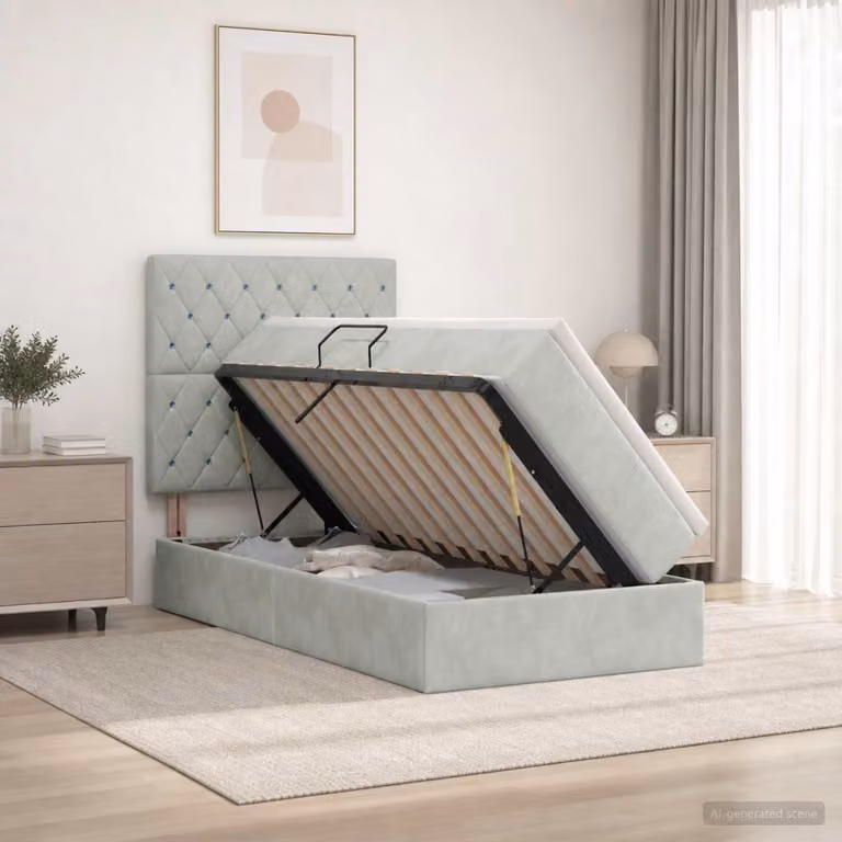 Letto con contenitore e materasso vidaXL Grigio, L/P/H: 90 x 200 x 40 cm