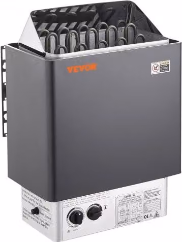 Stufa per Sauna Elettrica VEVOR da 8 kW, Riscaldatore Portatile in Acciaio Inox Antracite per Uso Domestico e Commerciale, 400 V 3 N con Timer Integrato per Volumi da 8-12 m³