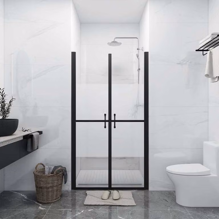 Porta per doccia in vetro ESG semi satinato vidaXL, colore argento e trasparente, L: 84,5 cm, H: 190 cm