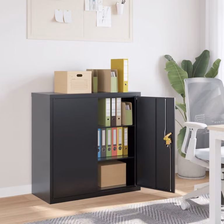 vidaXL Armadio Classificatore in Metallo Antracite Opaco con Ripiani Regolabili e Serratura L 90 cm x P 40 cm x H 90 cm