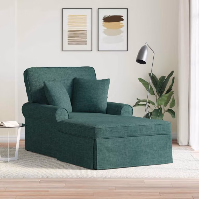 vidaXL Chaise Longe Moderna in Tessuto Verde con 3 Pezzi e Cuscini Inclusi