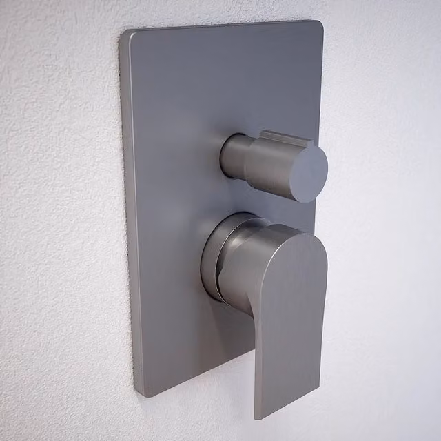 Miscelatore incasso per doccia con deviatore Parama in ottone color nickel spazzolato