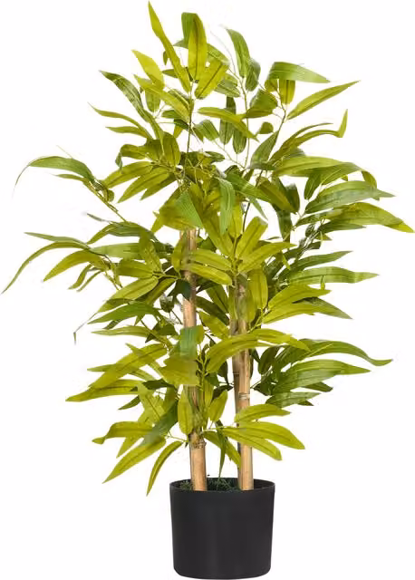 Pianta di Bambu Artificiale HOMCOM Verde con Vaso in Cemento, Altezza: 60 cm, Diametro Vaso: 15 cm, Altezza Vaso: 12,5 cm