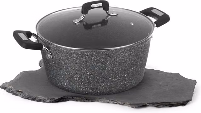 Casseruola Kasanova New Petra Dark con coperchio in vetro, antiaderente, nero e grigio, diametro 28 cm