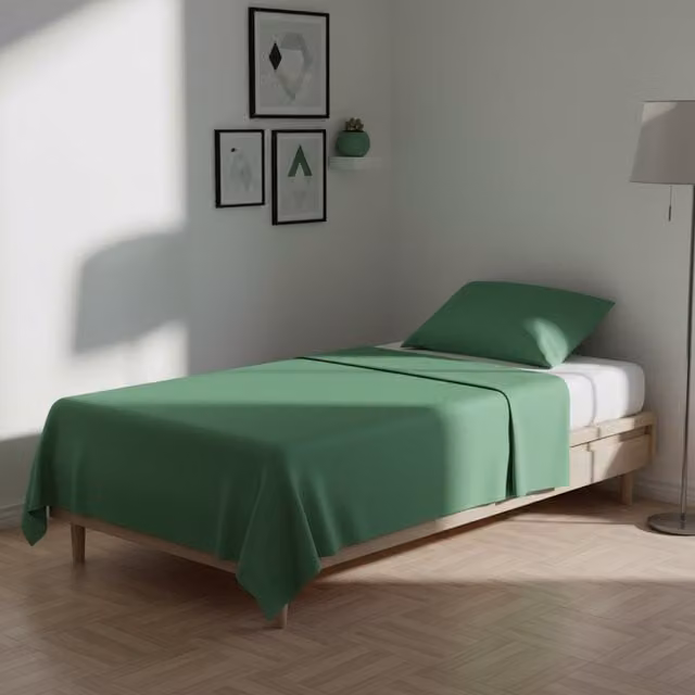 Parure letto singolo Young Kasanova verde in cotone lavabile a 40C
