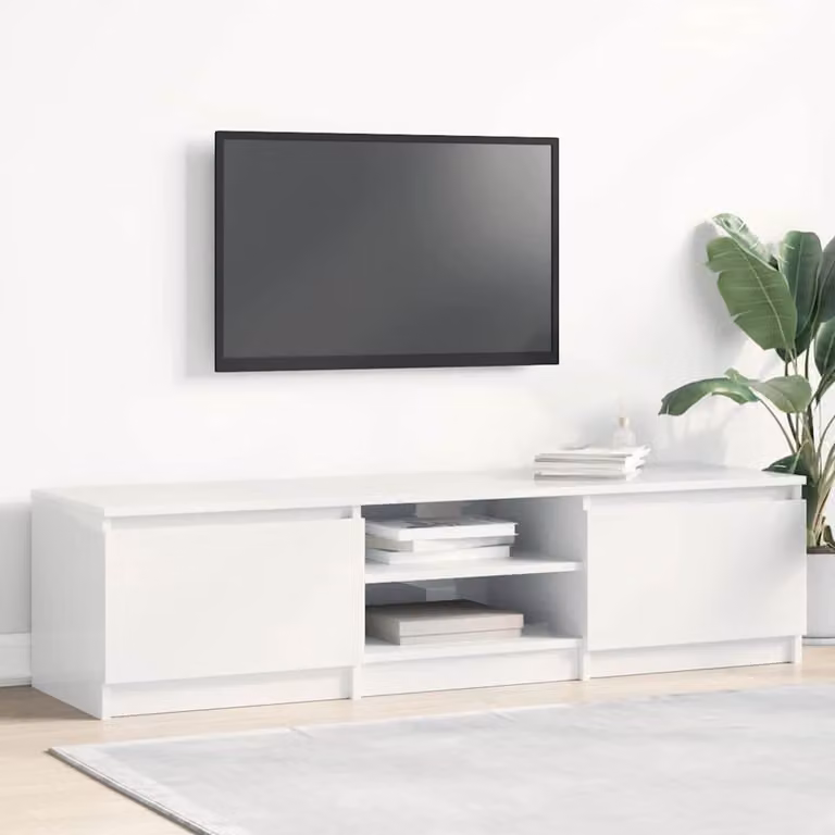 Mobile porta TV vidaXL Bianco Lucido in MDF L: 140 cm, P: 40 cm, H: 35,5 cm