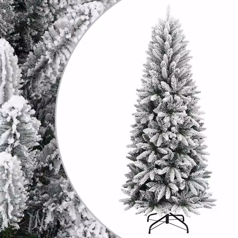 Albero di Natale Artificiale con Neve Floccata vidaXL, Verde e Bianco, Altezza: 240 cm