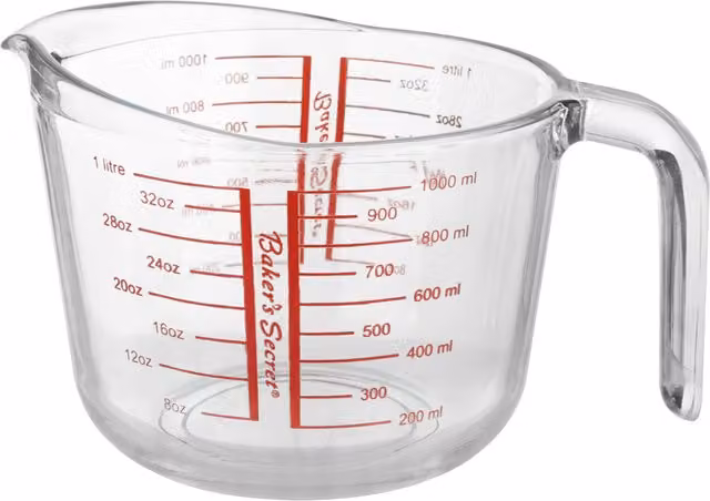 Caraffa graduata in vetro trasparente Baker's Secret da 1 litro