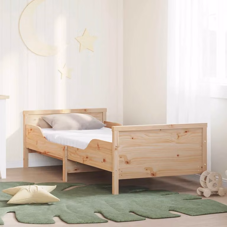vidaXL Struttura letto per bambini in pino massello marrone con materasso L/P: 80 x 200 cm