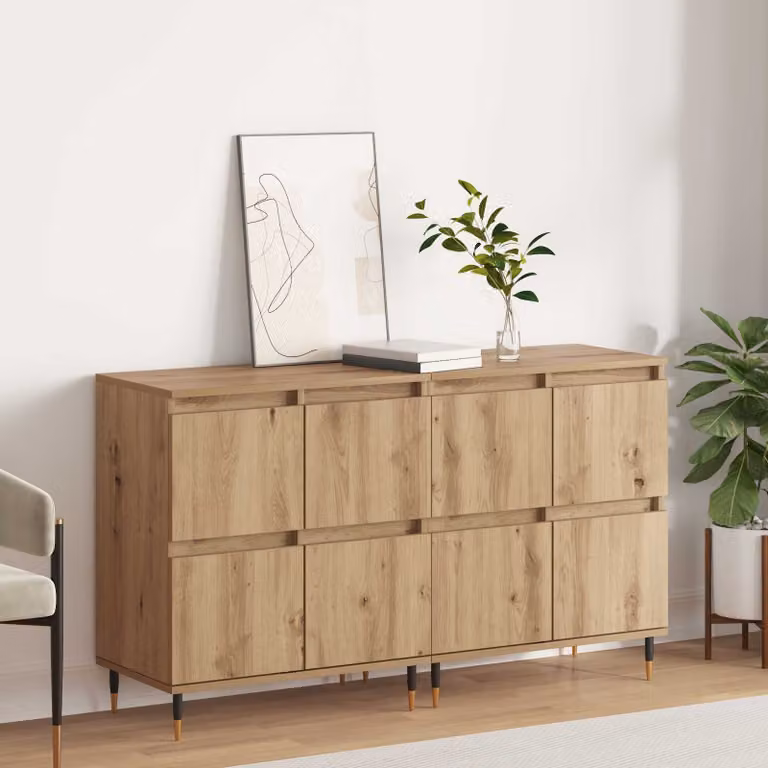 Set di 2 armadi vidaXL in legno rovere marrone con ante a battente L/P/H: 60 x 35 x 70 cm