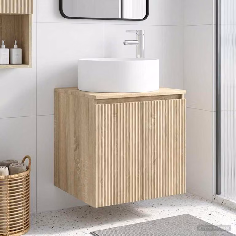 Mobile lavabo da parete vidaXL in Rovere Sonoma, L: 49,5 cm, P: 44,5 cm, H: 65,5 cm