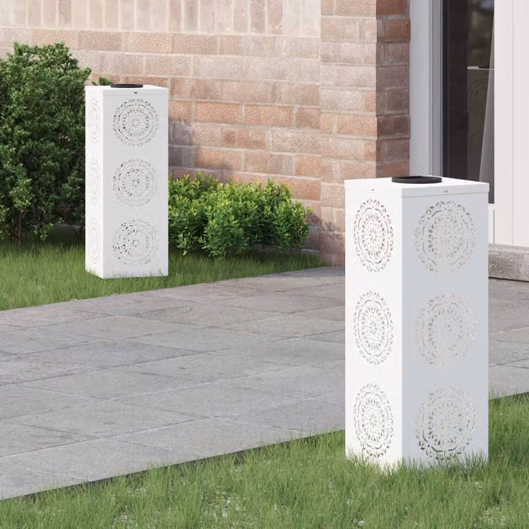 Set di 2 faretti LED solari vidaXL per sentieri e giardino, luce bianco caldo, H x L x P: 50 x 18 x 18 cm