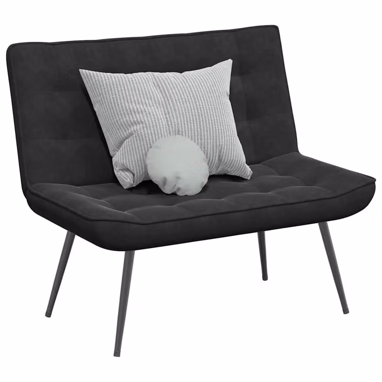 Panca moderna vidaXL in velluto nero con struttura in metallo L: 110 cm, P: 74 cm, H: 84 cm