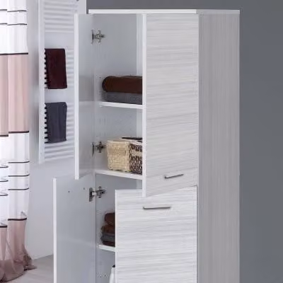 Armadio multiuso Desya grigio con ante a battente e ripiani interni per bagno, L: 153,5 cm