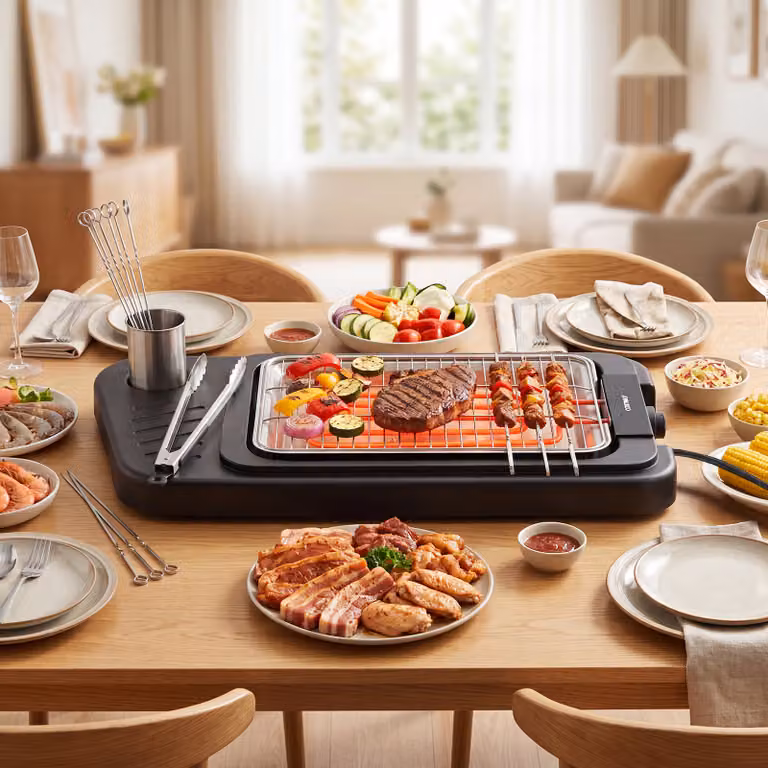 Griglia elettrica 2 in 1 Costway da 2000W con doppia piastra e supporto piano appoggio, barbecue da tavolo nero