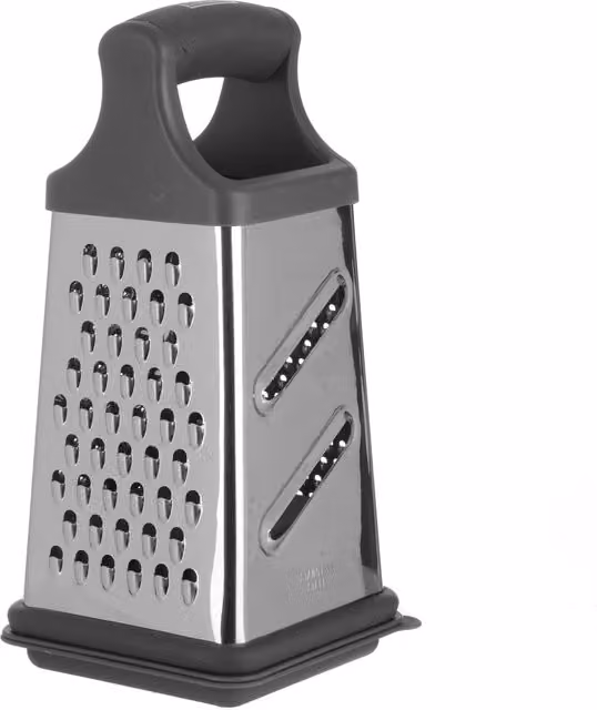 Grattugia a 4 lati Baker's Secret con contenitore in acciaio inox e silicone, colore argento, Altezza: 23 cm