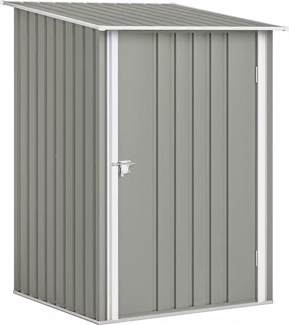 Casetta da giardino porta attrezzi Outsunny in acciaio galvanizzato con porta, Grigio Chiaro, L 100 cm x P 104 cm x H 160 cm
