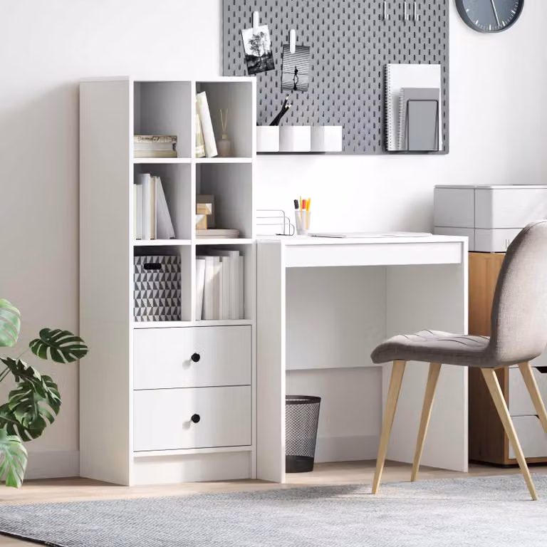 Set di 2 scrivanie a secreteria vidaXL moderne in MDF bianco e marrone L: 115,5 cm, P: 50 cm, H: 127 cm