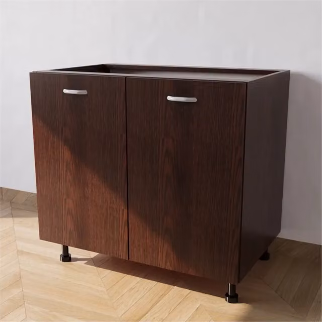 Base cucina Calandrelli con 2 ante in legno color wengè L 80 x P 55,5 x H 72 cm