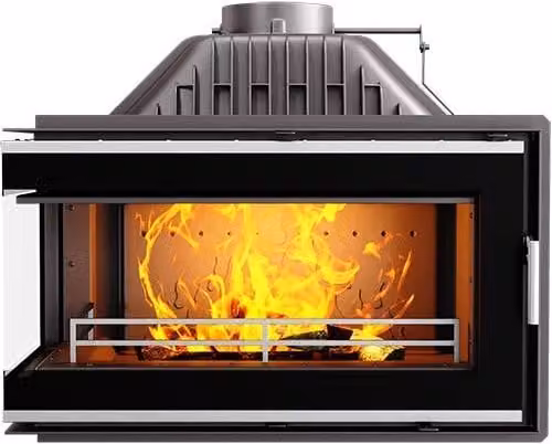 Inserto per stufa a legna OUTINFIRE W16 ECO in ghisa, apertura sinistra, potenza 13,5 KW, colore nero o grigio