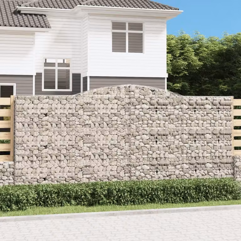Set di 4 Cesti Gabbioni ad Arco vidaXL in Acciaio Zincato Grigio L: 400 cm, P: 50 cm, H: 180/200 cm