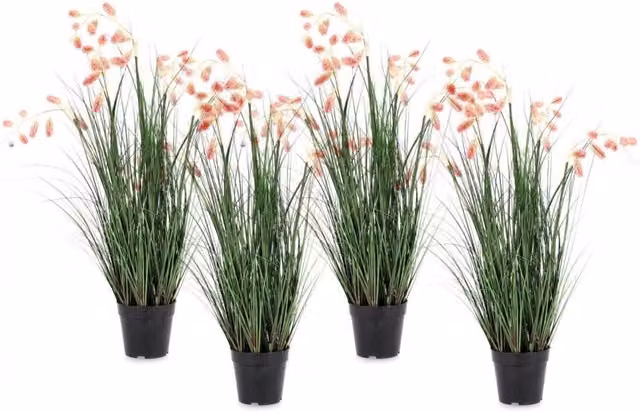 Set di 4 Piante Artificiali Grevillea con Vaso Rosa di GIORDANOSHOP, H: 100 cm, L/P: 70 cm