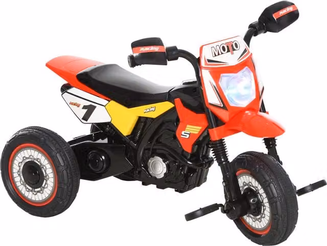 Triciclo per bambini HOMCOM stile moto con luci e suoni, 3 ruote larghe, rosso, L 71 x P 40 x H 51 cm
