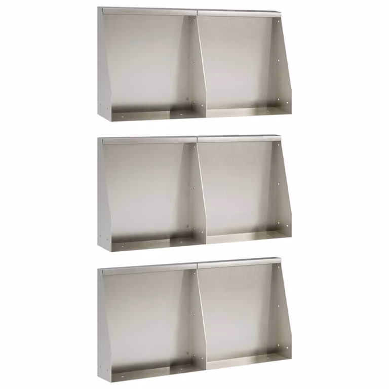 Set di 6 pezzi di aiuole rialzate vidaXL in acciaio inox argento per giardino ornamentale, L: 40 cm, P: 12 cm, H: 30 cm