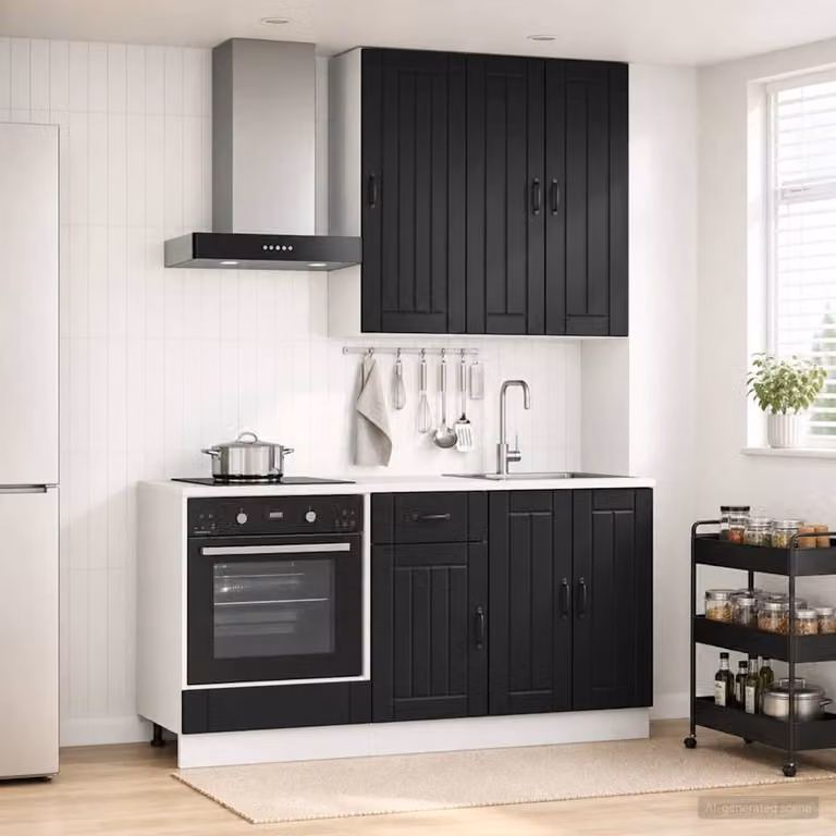 vidaXL Unità Cucina Moderna LUCCA in 5 Pezzi Nero Opaco in MDF