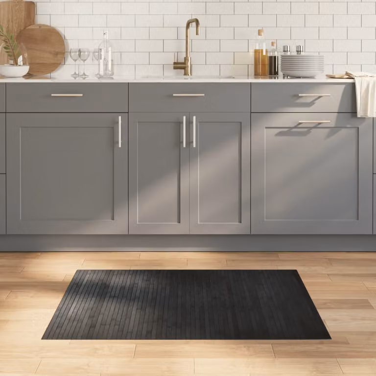 vidaXL Tappeto Rettangolare Moderno in Bambù e Polipropilene Grigio e Nero L: 100 cm, P: 70 cm