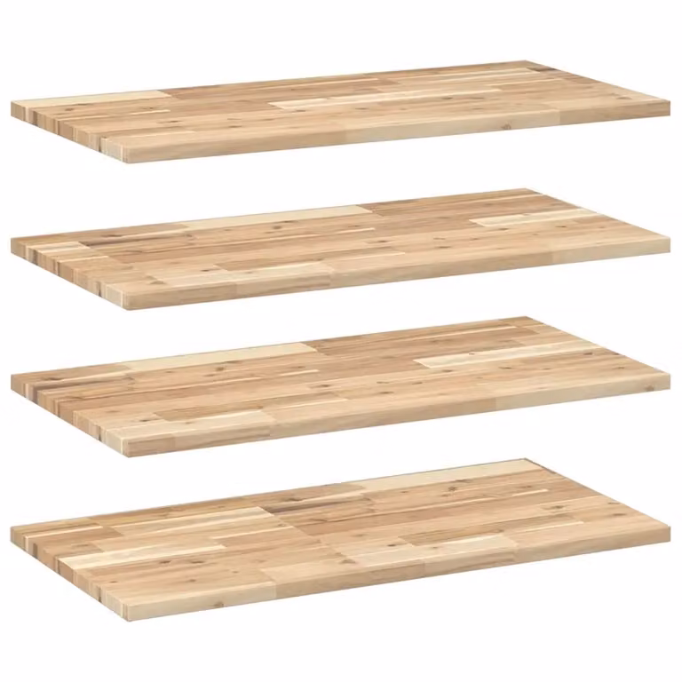 Set di 4 mensole da parete vidaXL in legno di acacia non trattato, colore marrone, L 80 x P 40 x H 2 cm