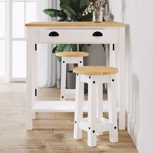Tavolo pieghevole bianco in legno di pino con piano ribaltabile vidaXL