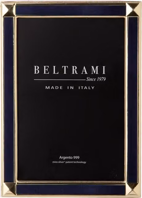 Cornice Beltrami moderna in metallo blu zaffiro, oro e argento per foto 10x15 cm