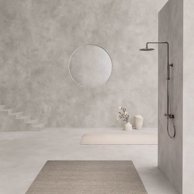 SINED Doccia da Parete Termostatica Levante in Acciaio Inox 316L con Soffione da 25 cm e Colonna Rigida, Finitura Gun Metal Grey