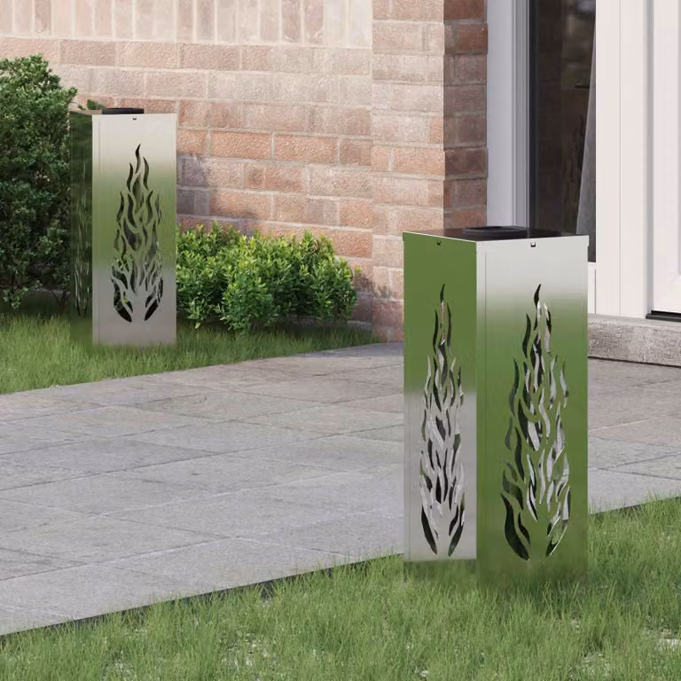 Set di 2 faretti LED solari vidaXL per sentieri e giardino, colore argento, H x L x P: 50 x 18 x 18 cm