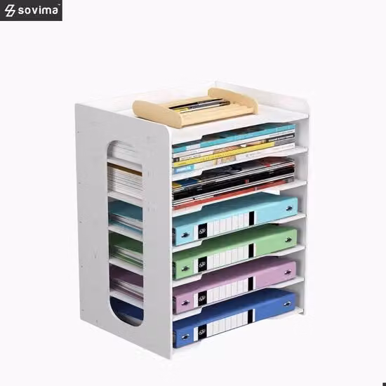 Organizzatore da scrivania Sovima a 7 livelli in plastica bianca per documenti A4 e archiviazione ufficio