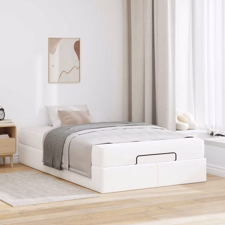 Set letto vidaXL composto da struttura e 2 materassi in schiuma, colore bianco, L/P/H: 120 x 200 cm