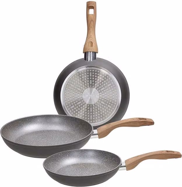 Set di 3 padelle antiaderenti in alluminio Tognana, colore grigio, diametri 20, 24 e 28 cm
