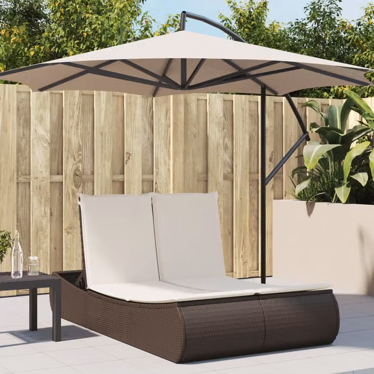 vidaXL Lettino Prendisole in Polyrattan Marrone con Cuscini Impermeabili e Poggiatesta Regolabile