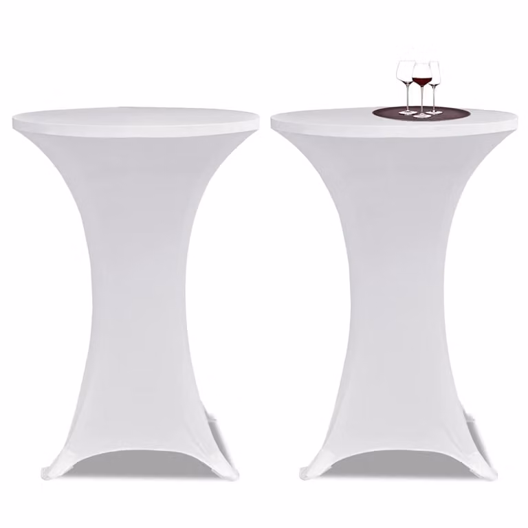 Set di 2 copritavolo vidaXL in tessuto elasticizzato bianco, diametro 70 cm