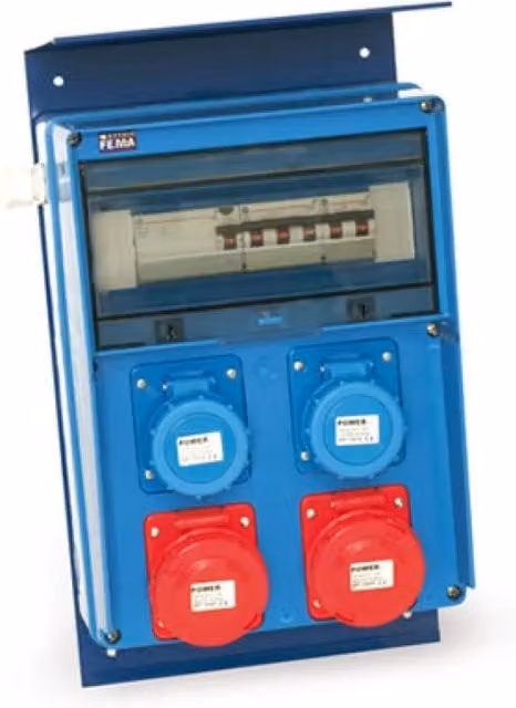 Quadro combinazione Giotto blu con 2 prese 2P+T 220V e 2 prese 3P+T 380V