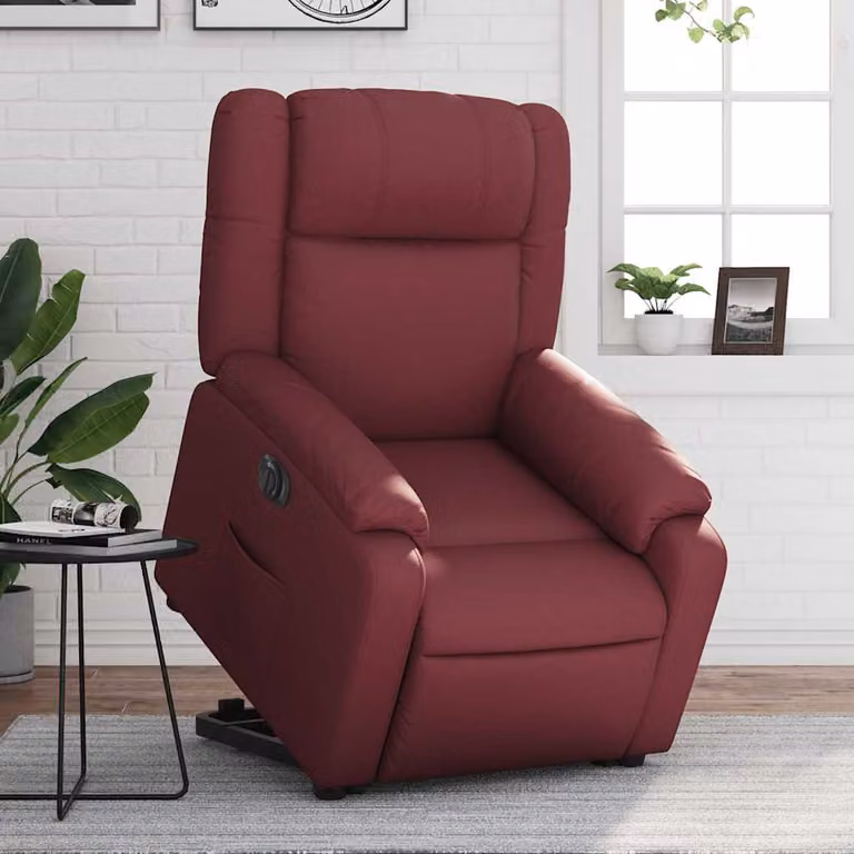 Poltrona Alzapersona Reclinabile vidaXL in Similpelle Rossa con Assistenza Elettrica