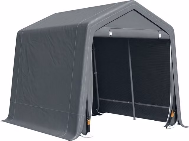 Outsunny Tendone Garage per Auto, Moto e Attrezzi in Metallo e Tessuto PE, Grigio, L 280 x P 240 x H 240 cm