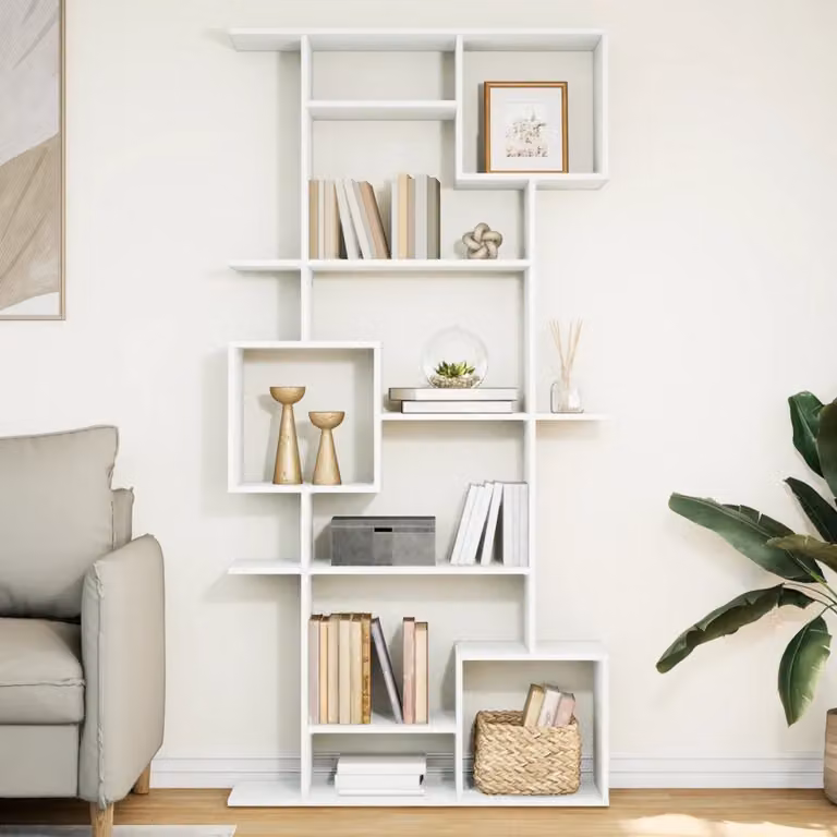 Libreria bianca vidaXL in legno e MDF da parete, L: 92 cm, P: 29 cm, H: 188 cm
