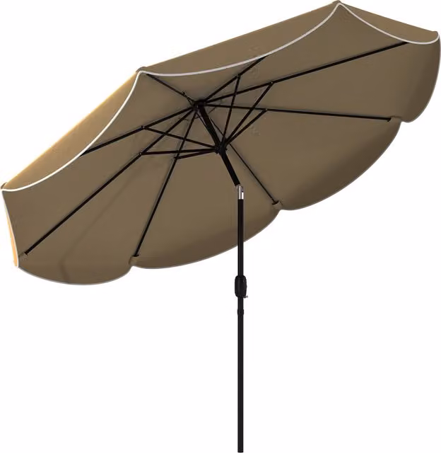 Ombrellone da esterno Outsunny con inclinazione regolabile in 3 posizioni, manovella e volant, colore beige, Ø 2,7 m