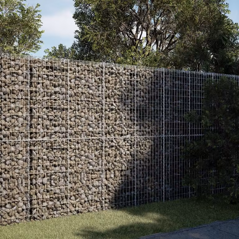vidaXL Cesto Gabbione con Copertura in Ferro Zincato Grigio L/P/H: 200 x 50 x 200 cm