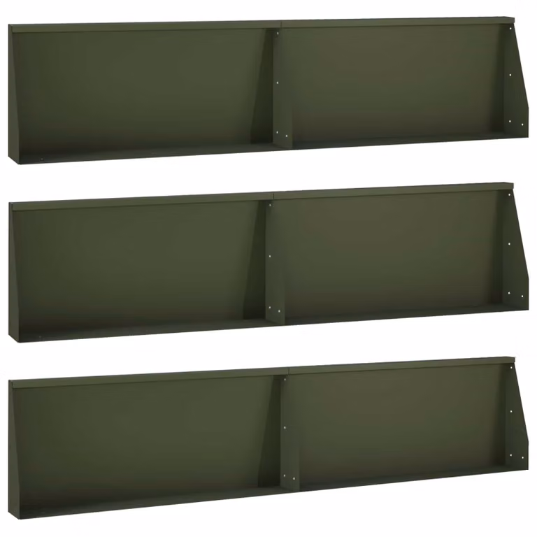 Set di 6 aiuole rialzate vidaXL in acciaio verde oliva, L: 100 cm, H: 12 cm, P: 40 cm