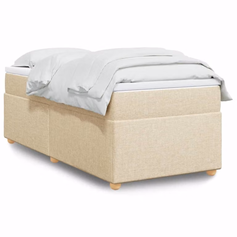 vidaXL Giroletto a Molle con Materasso in Tessuto, Colore Beige e Bianco, L/P/H: 80 x 200 cm